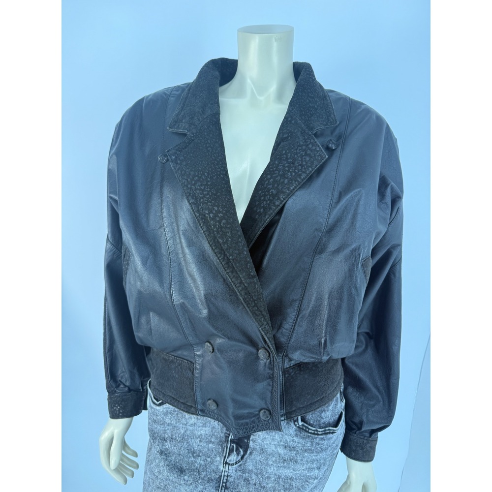 1980s Crop Leather Moto Jacket Distressed Grunge Goth Whimsigoth Cyberpunk Punk